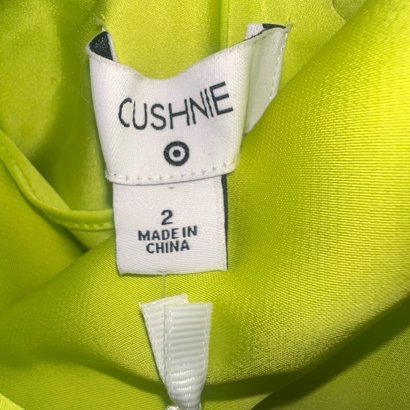 NWT Cushnie x Target Colorblock Lime Green Tan Asymmetric Midi Dress Size 2 - Picture 4 of 6